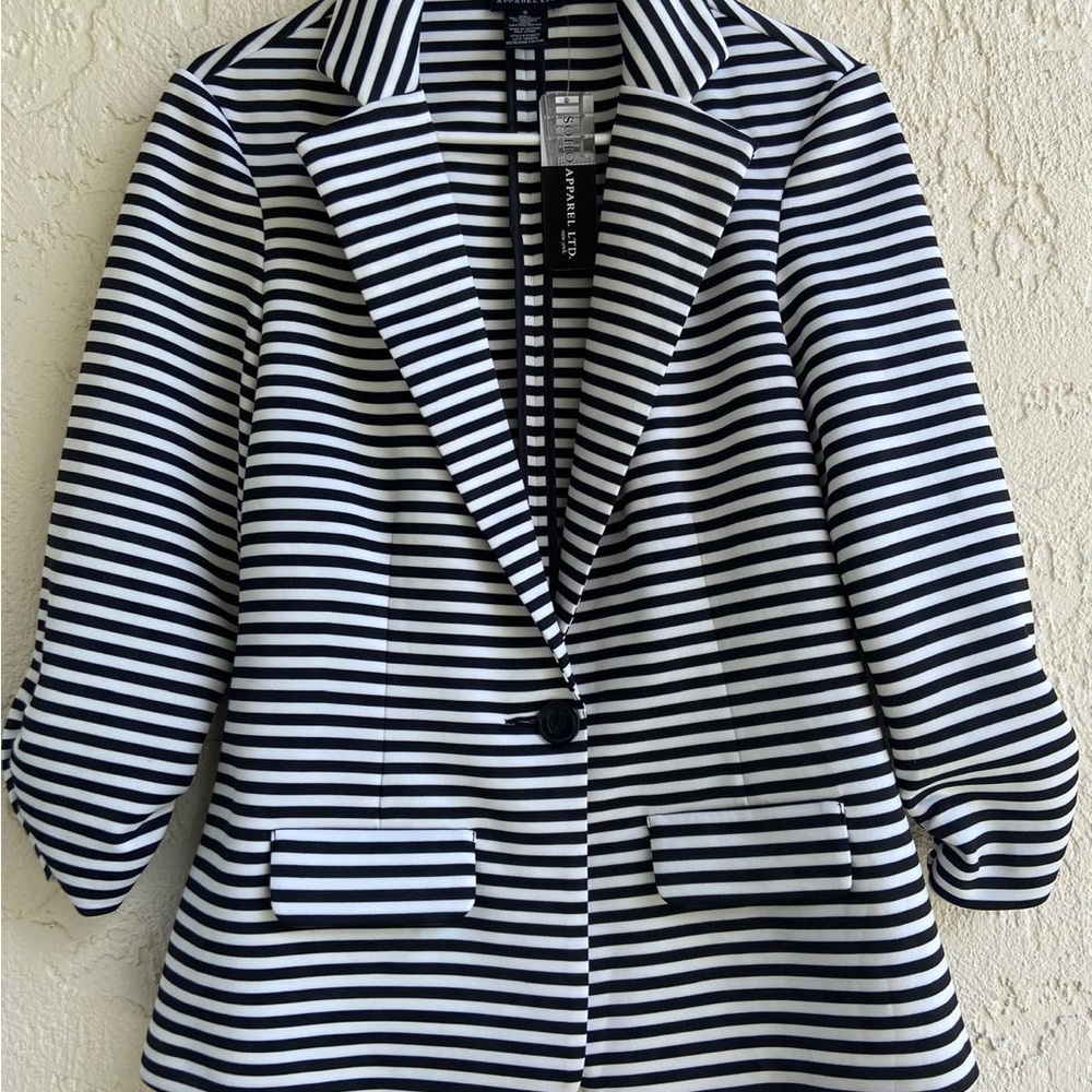 Los Angeles Apparel Navy and White Striped Blazer